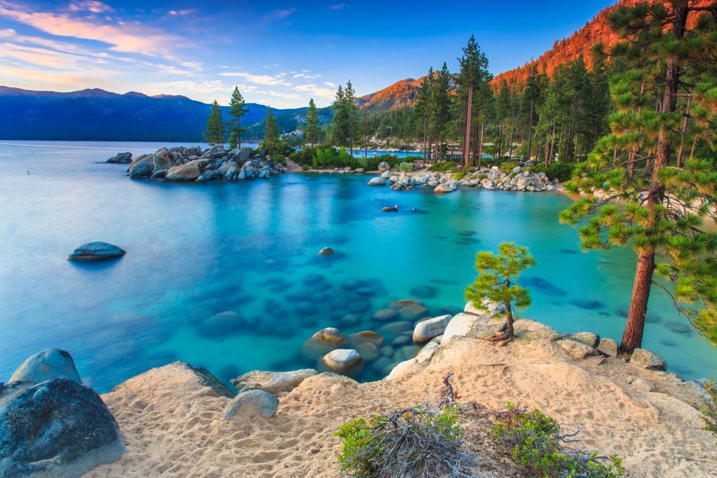 crystal blue waters of Lake Tahoe
