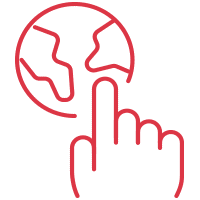 finger clicking on the earth icon